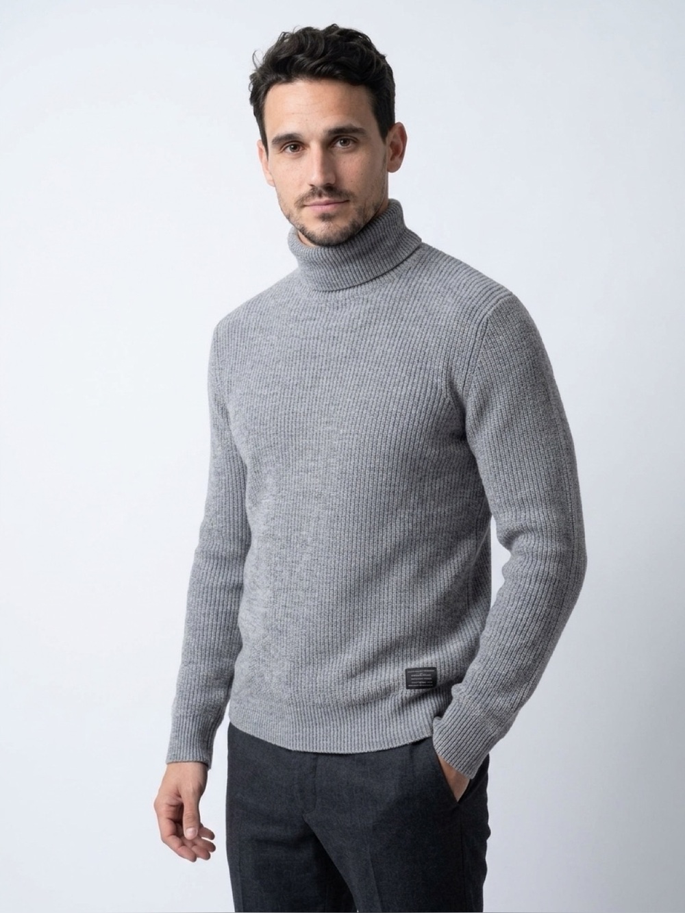 H&M Gray Ribbed Knit Pullover Sweater - Size Small, EUC